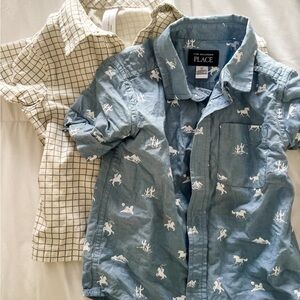 The Children's Place Blue Patterned and White Checkered Shirts